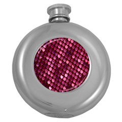 Red Circular Pattern Background Round Hip Flask (5 Oz) by Simbadda