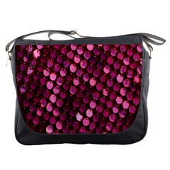 Red Circular Pattern Background Messenger Bags by Simbadda