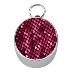 Red Circular Pattern Background Mini Silver Compasses by Simbadda