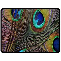 Peacock Feathers Fleece Blanket (Large) 