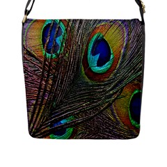 Peacock Feathers Flap Messenger Bag (L) 