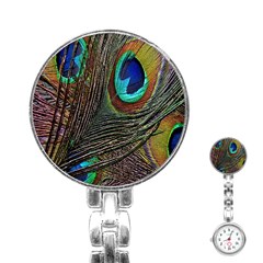 Peacock Feathers Stainless Steel Nurses Watch