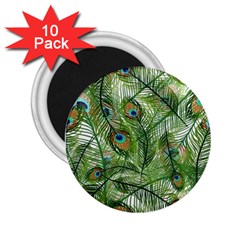 Peacock Feathers Pattern 2 25  Magnets (10 Pack)  by Simbadda