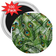 Peacock Feathers Pattern 3  Magnets (100 Pack) by Simbadda