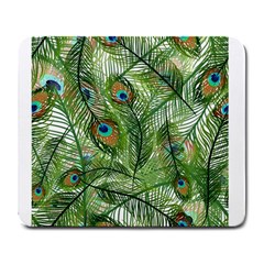 Peacock Feathers Pattern Large Mousepads by Simbadda