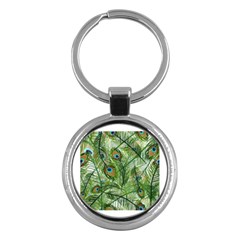 Peacock Feathers Pattern Key Chains (round) 