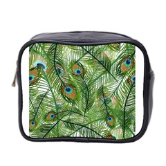 Peacock Feathers Pattern Mini Toiletries Bag 2-side by Simbadda