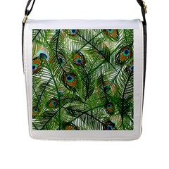 Peacock Feathers Pattern Flap Messenger Bag (l) 