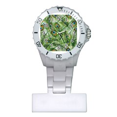 Peacock Feathers Pattern Plastic Nurses Watch by Simbadda