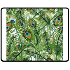 Peacock Feathers Pattern Double Sided Fleece Blanket (medium) 