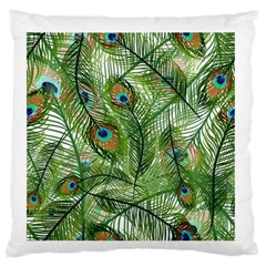 Peacock Feathers Pattern Large Flano Cushion Case (one Side) by Simbadda