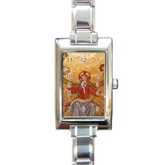 Gold Jesus Rectangle Italian Charm Watch