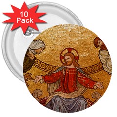 Gold Jesus 3  Buttons (10 pack) 