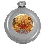 Gold Jesus Round Hip Flask (5 oz) Front