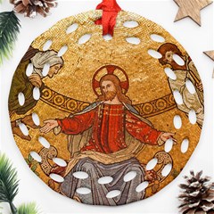 Gold Jesus Round Filigree Ornament (Two Sides)