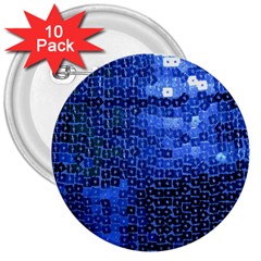 Blue Sequins 3  Buttons (10 Pack)  by boho