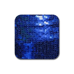 Blue Sequins Rubber Coaster (square)  by boho