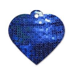 Blue Sequins Dog Tag Heart (two Sides) by boho