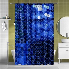 Blue Sequins Shower Curtain 48  X 72  (small)  by boho