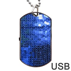 Blue Sequins Dog Tag Usb Flash (one Side) by boho