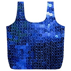 Blue Sequins Full Print Recycle Bags (l) 