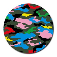 Rainbow Camouflage Round Mousepads by boho