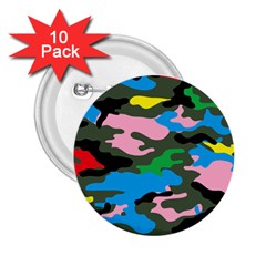 Rainbow Camouflage 2 25  Buttons (10 Pack) 