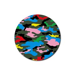 Rainbow Camouflage Rubber Round Coaster (4 Pack) 