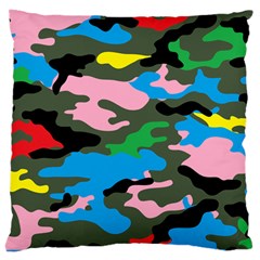 Rainbow Camouflage Large Cushion Case (two Sides) by boho