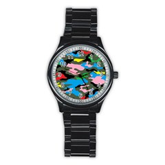 Rainbow Camouflage Stainless Steel Round Watch by boho