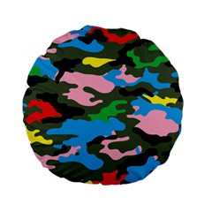 Rainbow Camouflage Standard 15  Premium Flano Round Cushions by boho