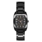 Black Diamonds Stainless Steel Barrel Watch Front