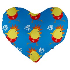 Easter Chick Large 19  Premium Heart Shape Cushions by boho