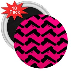 Pink Gun 3  Magnets (10 pack) 