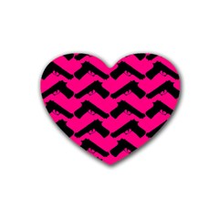 Pink Gun Rubber Coaster (heart)  by boho