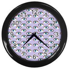 Purple Eyeballs Wall Clocks (black) by boho