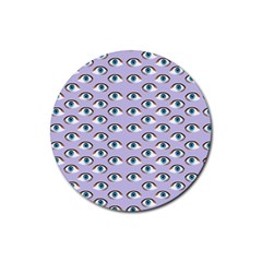 Purple Eyeballs Rubber Round Coaster (4 Pack) 