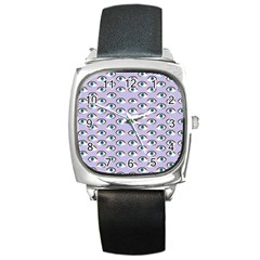 Purple Eyeballs Square Metal Watch by boho