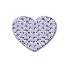 Purple Eyeballs Rubber Coaster (heart)  by boho