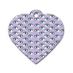 Purple Eyeballs Dog Tag Heart (two Sides) by boho