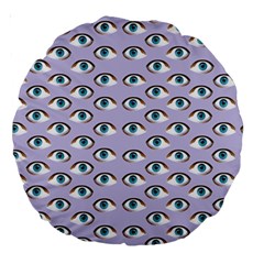 Purple Eyeballs Large 18  Premium Round Cushions by boho