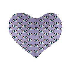 Purple Eyeballs Standard 16  Premium Heart Shape Cushions by boho