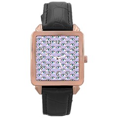 Purple Eyeballs Rose Gold Leather Watch  by boho