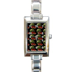 Black Watermelon Rectangle Italian Charm Watch by boho