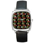 Black Watermelon Square Metal Watch Front