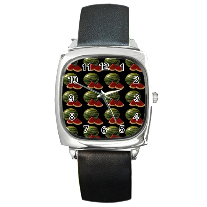 Black Watermelon Square Metal Watch