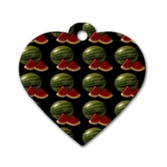 Black Watermelon Dog Tag Heart (two Sides) by boho