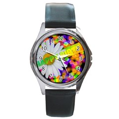 Happy Birthday Round Metal Watch by boho