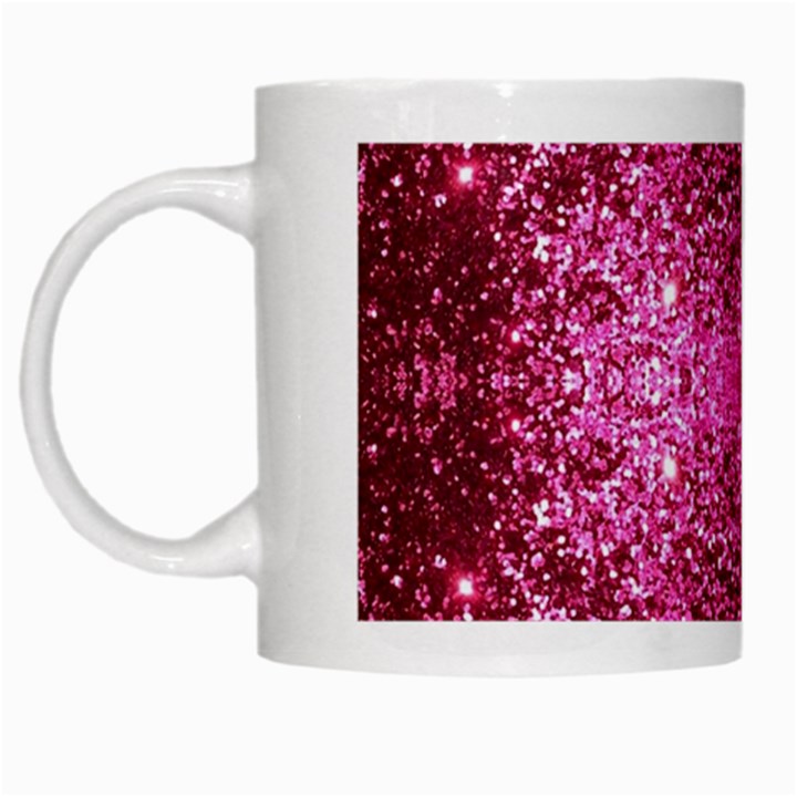 Pink Glitter White Mugs