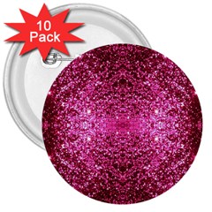 Pink Glitter 3  Buttons (10 Pack)  by boho